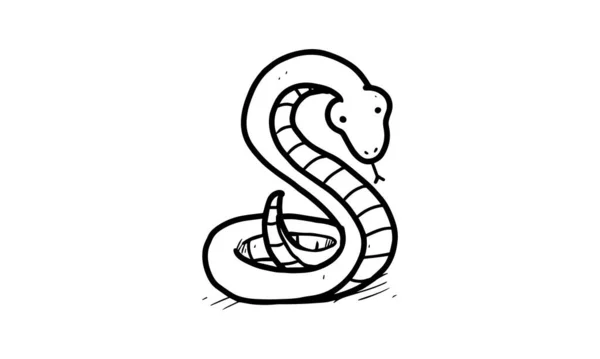 地面に描かれた野生のヘビです 図面や着色活動のための無色の漫画 子供の発達と創造性のための楽しい活動 ベクトル設計における白地に隔離された物体 — ストックベクタ