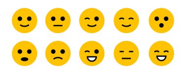 various emotions in yellow. emoticon set for chatting apps. an element collection for decoration, web interface, media, etc.