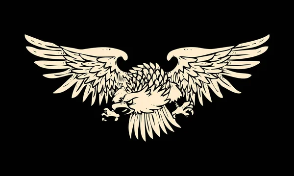 Flying Eagle Illustration Black Background Eagle Illustrated Powerful Patriotic Symbol — Vector de stock