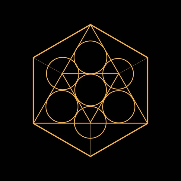 Geometric Line Logo Symbol Icon Hexagon Illustration Circles Triangles Mystic — Stok Vektör