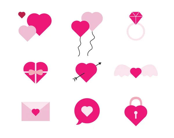 Conjunto Decoraciones Elemento San Valentín Colección Iconos Editable Para Diseño — Archivo Imágenes Vectoriales