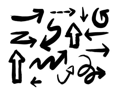 set of arrow icons in a scribble cartoon style. hand-drawn vector of the element decoration. abstract arrow shapes for any design use.