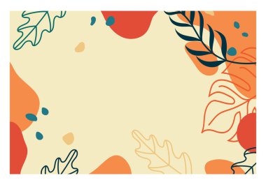 floral copy space illustration in orange. beautiful abstract background drawing in summer escape theme for invitations, posters, covers, cards, etc.