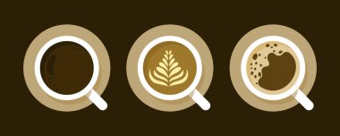 set of a cup of coffee illustrations. a coffee illustrated in a simple flat design with a top view. creative vector graphic of a beverage isolated.