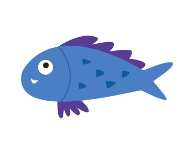 cute fish illustration in blue. underwater creature drawing for any element decoration. a creative artwork in a vector graphic.