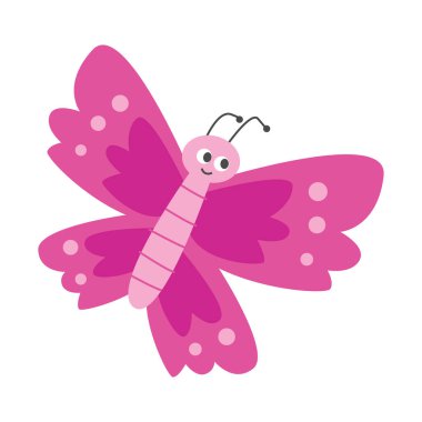 cute pink butterfly illustration. small animal creature drawing for any element decoration. a creative artwork in a vector graphic.