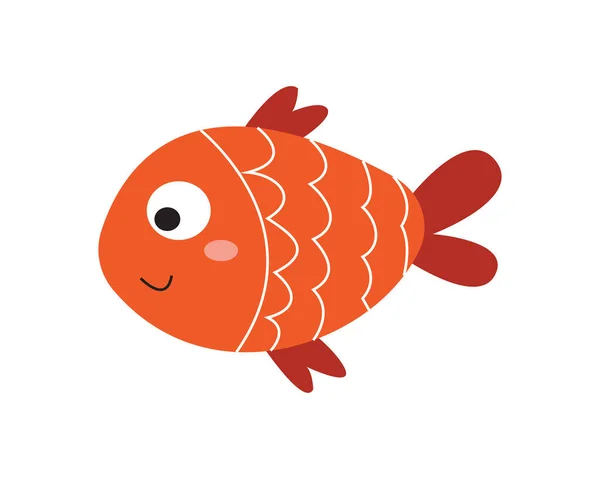 Cute Fish Illustration Orange Underwater Creature Drawing Any Element Decoration — Stock Vector
