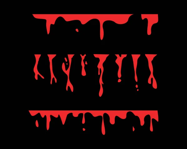 Dripping Red Blood Illustration Black Set Blood Vector Graphics Halloween — 图库矢量图片