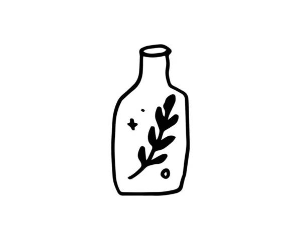 Bottle Element Image Leaf Can Used Decoration Black Color Vector — Διανυσματικό Αρχείο