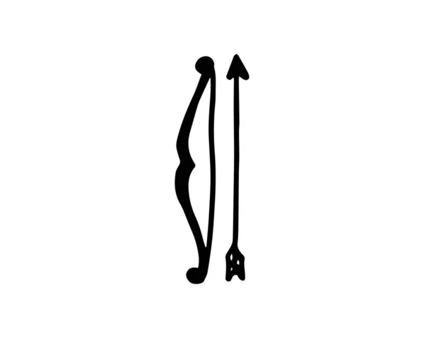 Bow Arrow Illustrations Black Color Vector Illustration Archery Tools Sport — Stockvektor