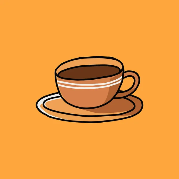 Colored Doodle Illustration Coffee Cup Mug Coffee Tea Hand Drawn — Stockový vektor