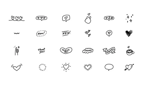 Creative Illustration Various Icons Object Element Simple Hand Drawn Drawing — Vetor de Stock