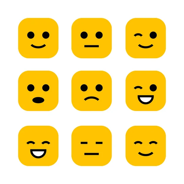 Various Emotions Yellow Emoticon Set Chatting Apps Element Collection Decoration — Stockvector