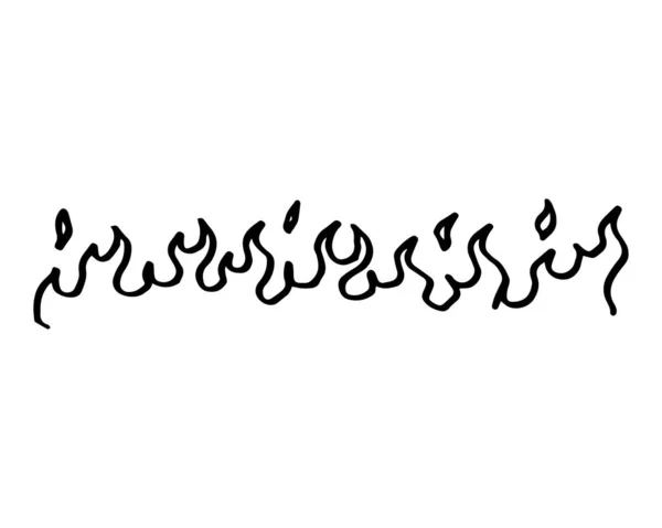 黒い色のベクトル図と燃える炎の白い背景です 創造的な手描きのグラフィック — ストックベクタ