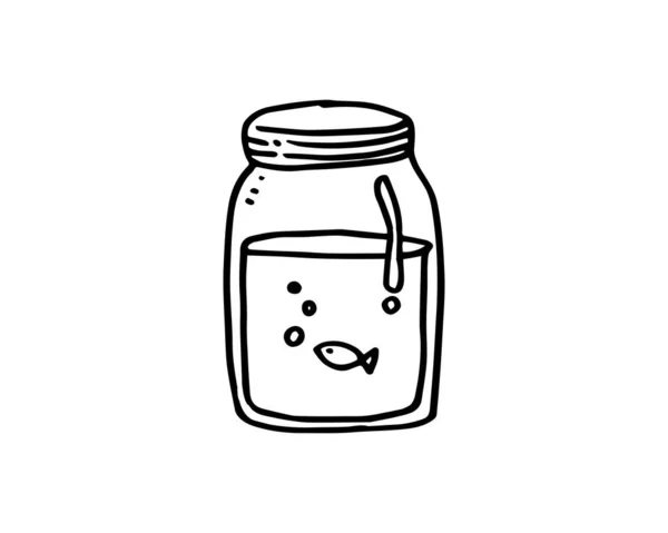 Jar Filled Water Fish Can Used Decoration Vector Illustration Black — Διανυσματικό Αρχείο