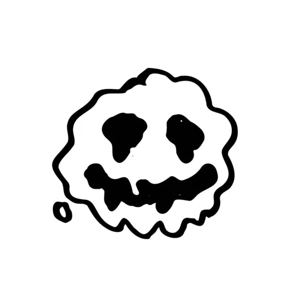 Illustration Spooky Face Sticker Element Design Etc Hand Drawn Vector — Stok Vektör