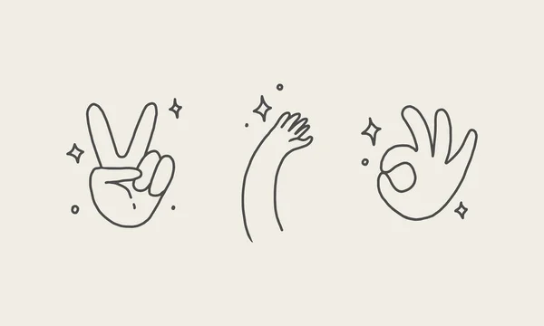Outline Doodle Hand Gesture White Background Simple Illustration Human Body — Wektor stockowy