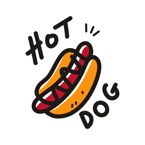 Hotdog Cartoon Illustration Vector Graphic Hand Drawn Fast Food Illustration — ストックベクタ