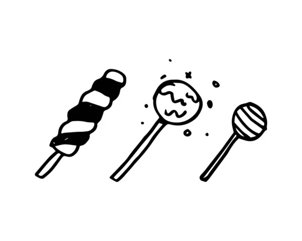 Vector Illustration Lollipop Shapes Three Kinds Lollipops Black Color White — ストックベクタ