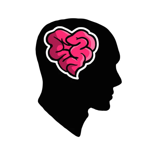 Brain Illustration Shaped Heart Colored Pink Romance Illustration Representing Love — Stok Vektör