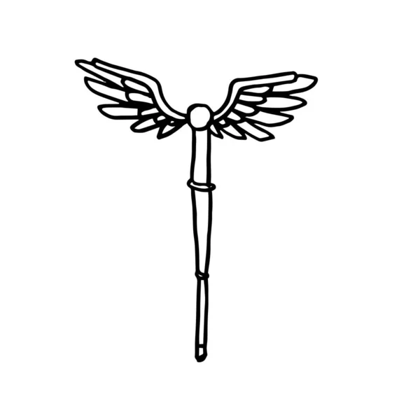 Magic Wand Wings Illustration Simple Minimalist Doodle Hand Drawn Illustration — Stock Vector