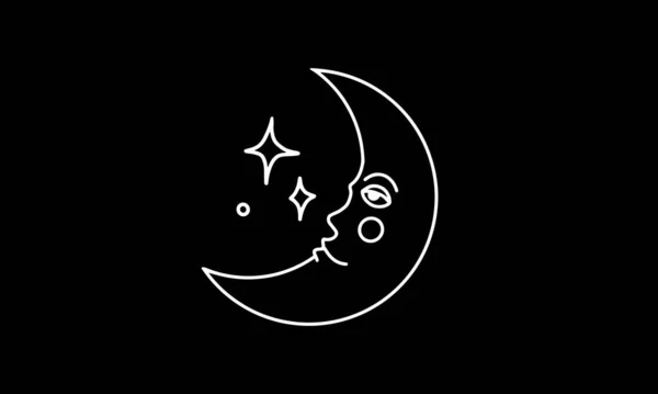 Simple Crescent Moon Stars Vector Graphics Creative Element Design Tattoo — Image vectorielle