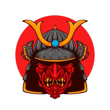 head of the samurai, the warrior from ancient Japan. the Japanese icon illustration symbolizes the bushido code or the way of the warrior. masculinity, courage, honor, etc.