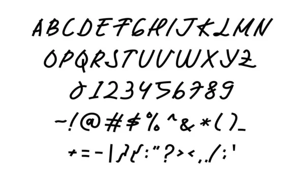 Hand Writing Font Vector Design Graphic Uppercase Bold Alphabet Numeric — Vettoriale Stock