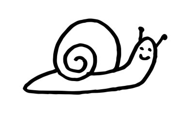 an illustration of a snail for sticker, element design, etc. hand-drawn vector illustration in childlike stroke. the outline cartoon in a simple drawing.