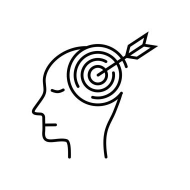 an icon illustration of human mind. a simple illustration representing mental health stuff suitable for ui ux design. an icon of person in focus mind.