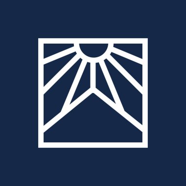 the mountain logo, icon, symbol in bohemian style on a blue background. vector element illustration for decoration in modern minimalist style.