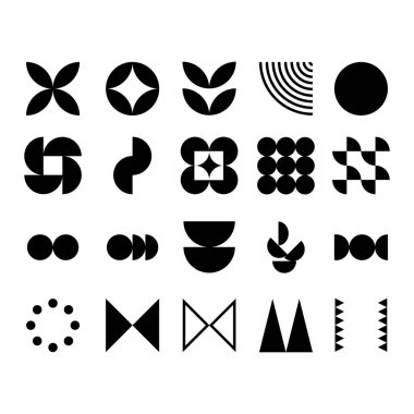 abstract geometric icon set collection in a simple style for element decoration. random shape of icon elements to create any design.