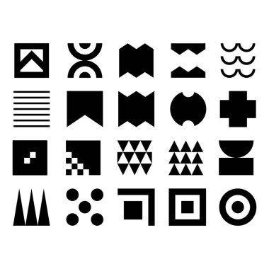set of geometric element collection in abstract shapes. a collection of random icon elements to create any design.