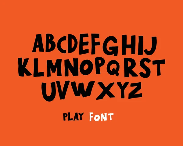 Playful Font Vector Graphics Typeface Illustration Kids Funny Style Doodle — Vetor de Stock