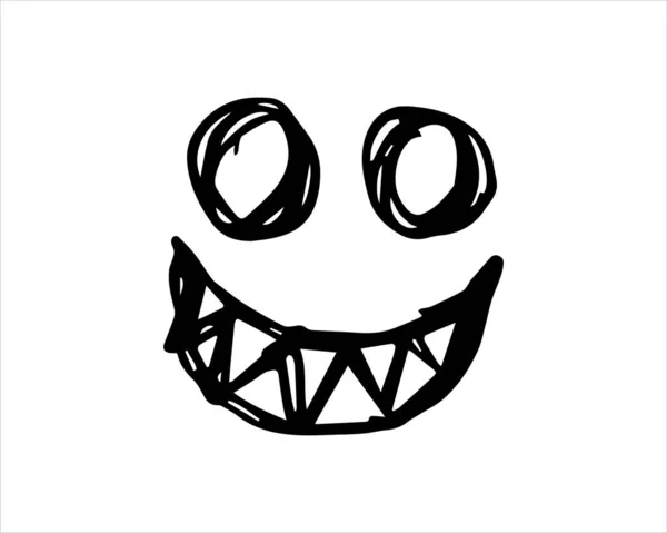 Simple Scary Sad Yet Smiling Face Illustration Kind Halloween Doodle — Stockvector