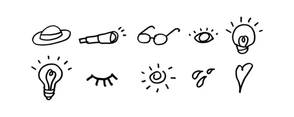 Set Hand Drawn Illustration Lifestyle Sign Icon Simple Minimal Vector — ストックベクタ