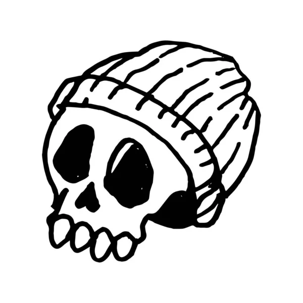 Illustration Skull Hood Sticker Element Design Etc Hand Drawn Vector — Stockový vektor