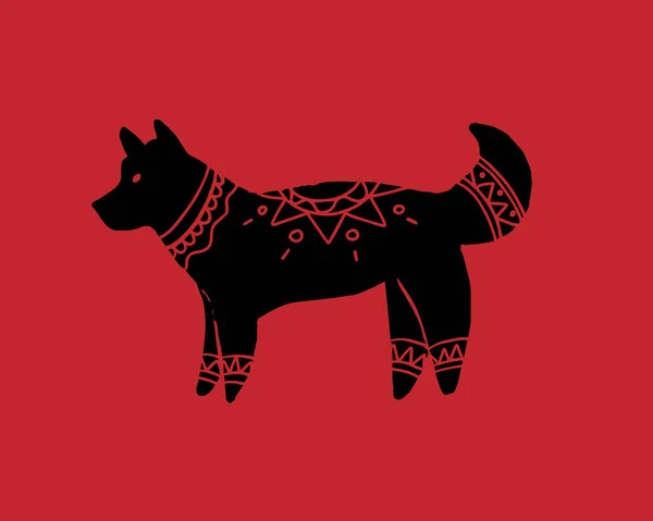Abstract Object Contemporary Scandinavian Styles Silhouette Ink Vector Illustrations Dog — стоковий вектор