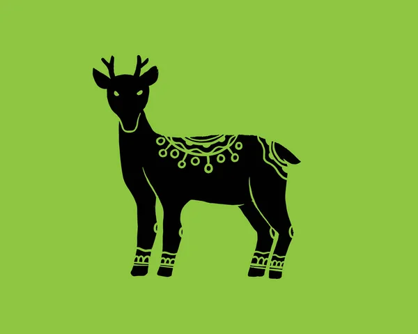 Abstract Object Contemporary Scandinavian Styles Silhouette Ink Vector Illustrations Deer — 图库矢量图片