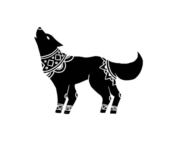 Abstract Object Contemporary Scandinavian Styles Silhouette Ink Vector Illustrations Wolf — 图库矢量图片