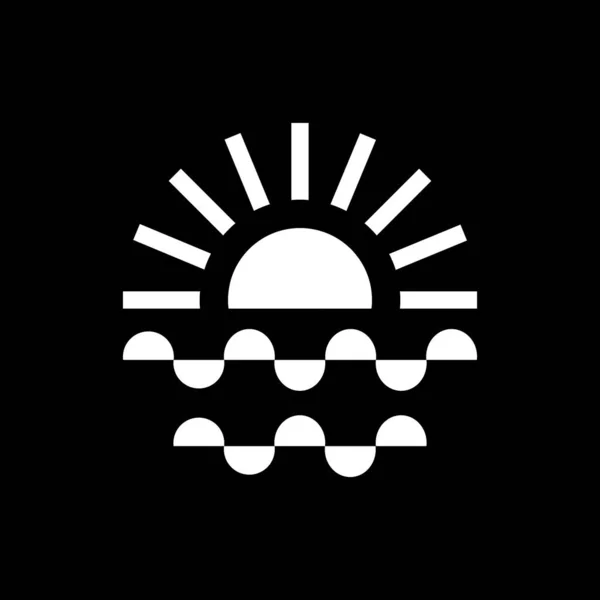 Logotipo Puesta Sol Icono Símbolo Estilo Bohemio Sobre Fondo Negro — Vector de stock