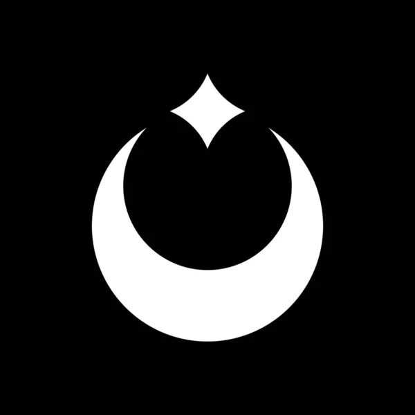Moon Star Logo Icon Symbol Bohemian Style Black Background Vector — Vettoriale Stock