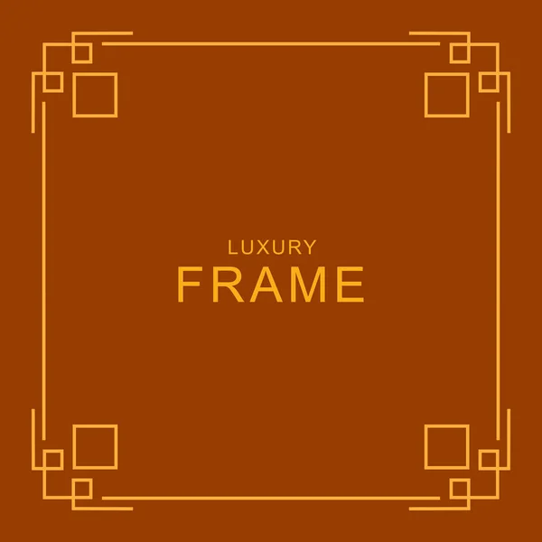 Simple Square Frame Some Ornament Border Collection Set Golden Outline — Stockvector