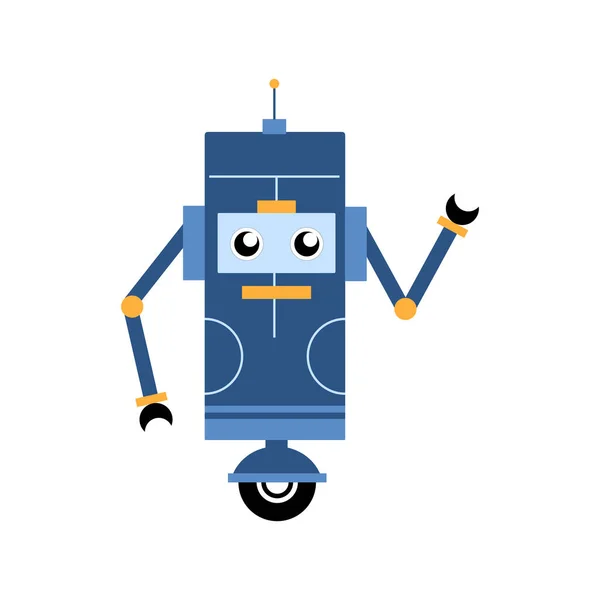 青色のレトロなロボットの創造的なイラストです 未来的なテーマデザインのための面白い漫画キャラクター 要素ベクトルコレクションです — ストックベクタ