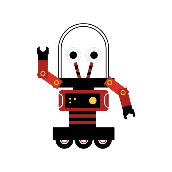 赤のレトロなロボットのイラストです 未来的なテーマデザインのための面白い漫画キャラクター 要素ベクトルコレクションです — ストックベクタ