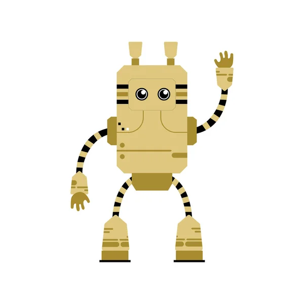 黄色のレトロなロボットのイラストです 未来的なテーマデザインのための面白い漫画キャラクター 要素ベクトルコレクションです — ストックベクタ