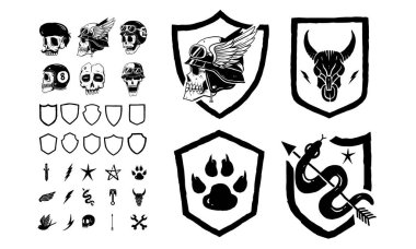 Eski Okul Rozet Logosu Tasarım Kiti