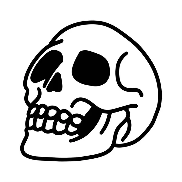 Calaveras Humanas Mano Sacada Lado Ilustración Del Vector Arte Lineal — Vector de stock