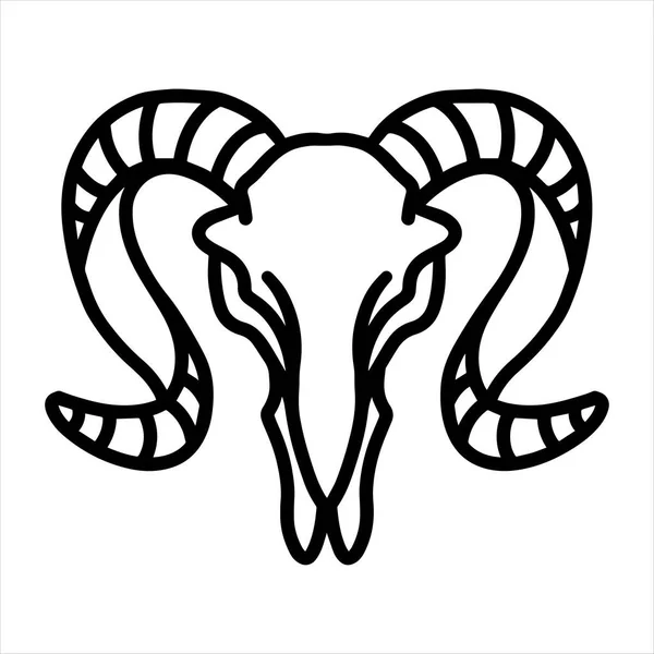 Goat Skull Circular Horn Hand Drawn Front Line Art Vector — Stock Vector