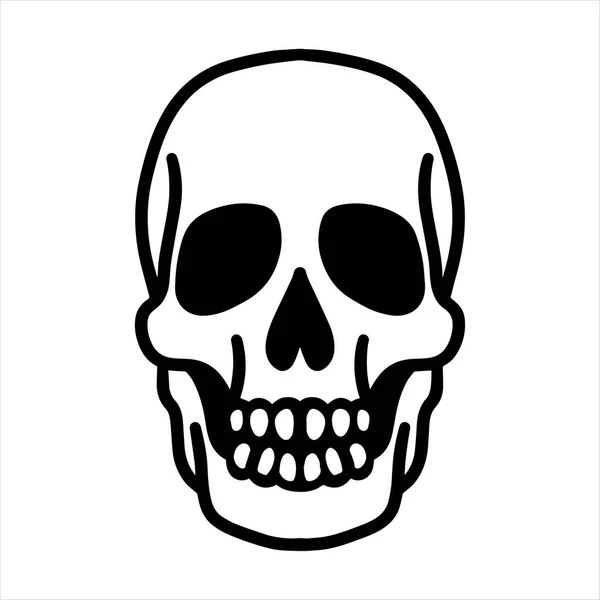 Calaveras Humanas Mano Dibujada Desde Frente Ilustración Del Vector Arte — Archivo Imágenes Vectoriales